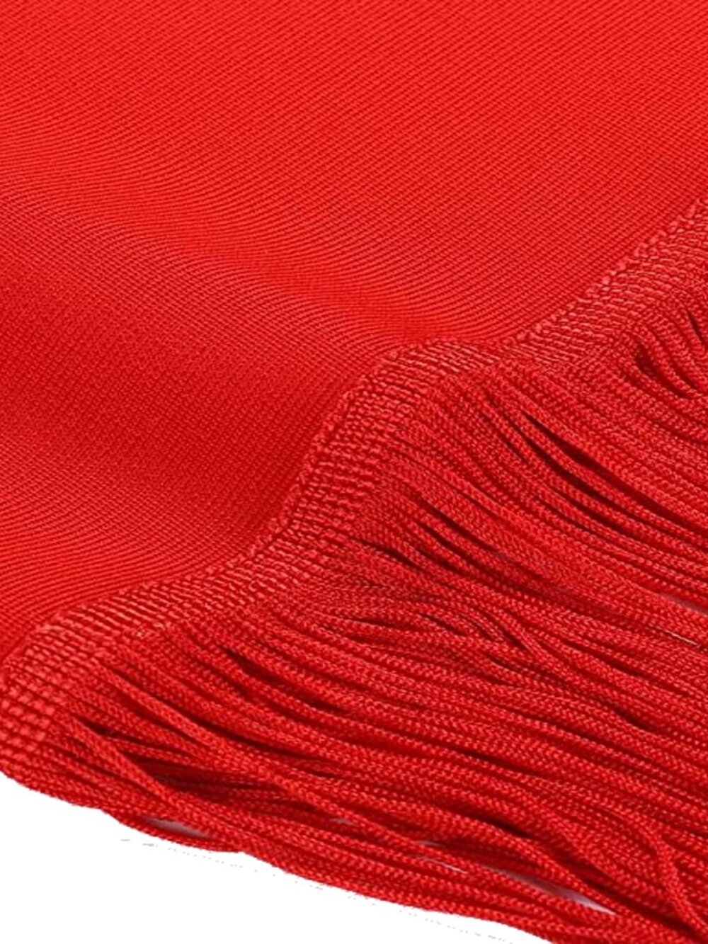 Red Fringe Hem Wrap Waist Halter Bandage Bodycon Midi Dress - Size M - Picture 8 of 8